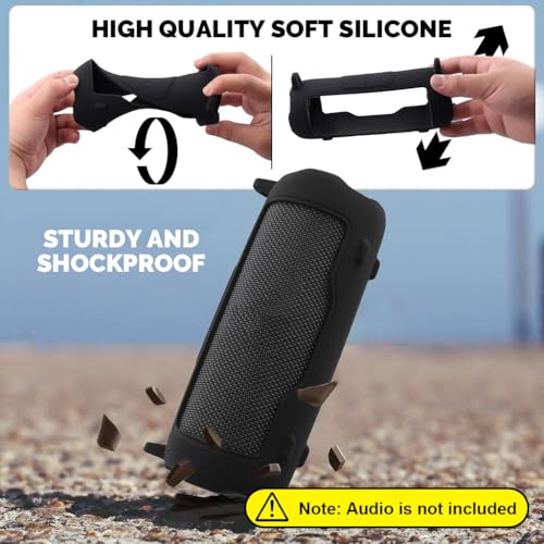 Image of ZORBES Silicone Case for JBL Flip 7 Portable Waterproof Speaker, Portable Travel Soft Cover with Shoulder Strap, Protective Skin Case (Black Case Only)