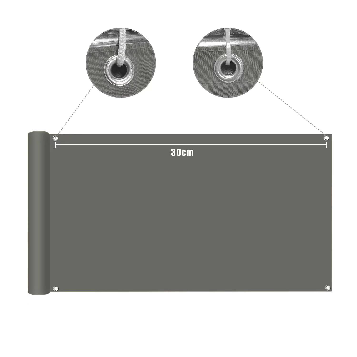 Paravento per Balcone Impermeabile Anti-UV 85 x 350 cm Grigio
