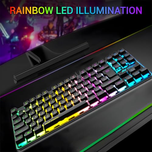 Image of Ant Esports MK720 Pro V2 Wireless TKL RGB Gaming Membrane Keyboard, Backlit Wireless - Long Lasting Rechargeable Battery - Quite Water-Resistant Ergonomics Keyboard - PC PS5 PS4 Xbox One Mac - Black