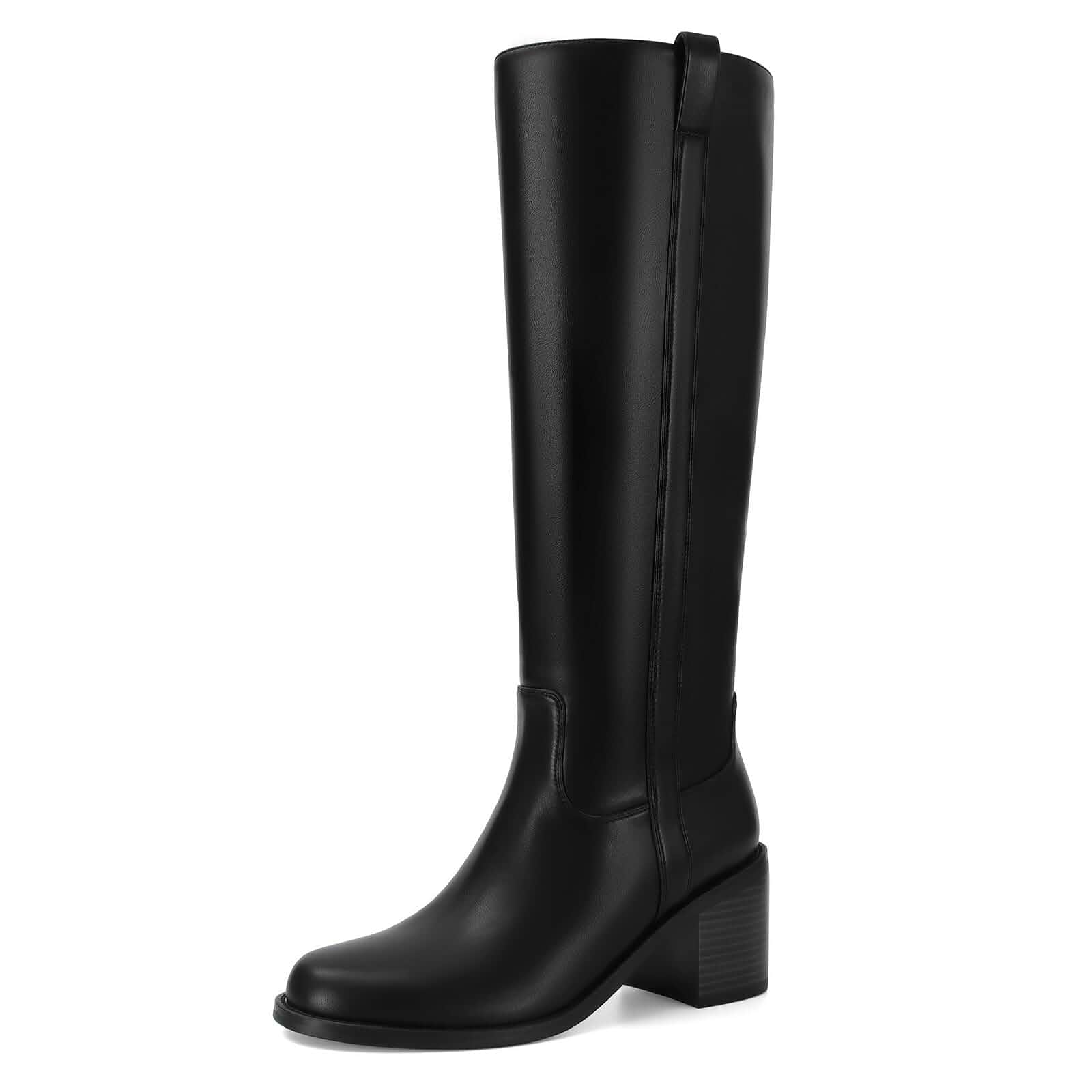 SOVANYOU Women's Knee High Boots Chunky Block Heel Long Boots Round Toe Low Heel Tall Boot for Fall Winter