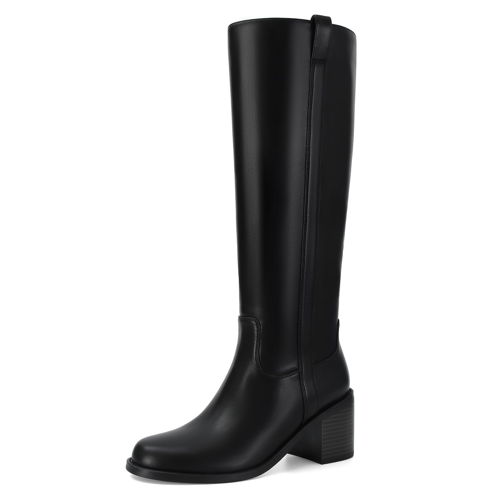 sovanyou Women's Knee High Boots Chunky Block Heel Long Boots Round Toe Low Heel Tall Boot for Fall Winter-picture-46