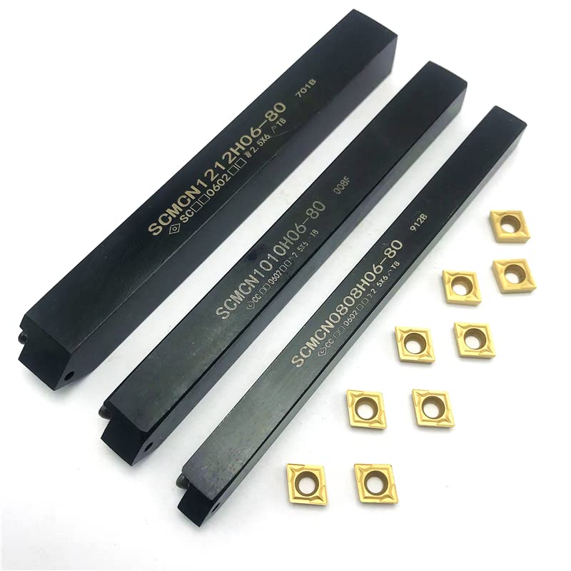 SCMCN0808H06 SCMCN1010H06 SCMCN1212H06-80 Internal Turning Tool Holder+CCMT060204 Carbide Insert Cutting Tool CNC Turning Insert(SCMCN1212H06-80,CCGT060208 AK H01)