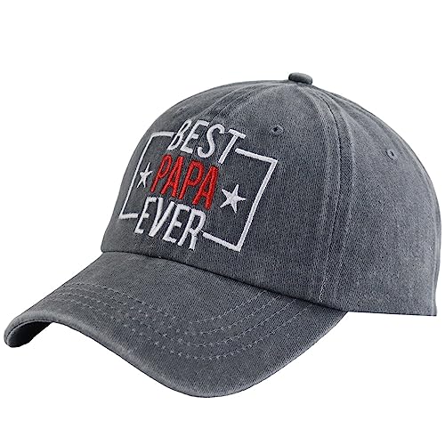 Image of Best Papa Ever Hat, Vintage Distressed Washed Cotton Adjustable Baseball Cap