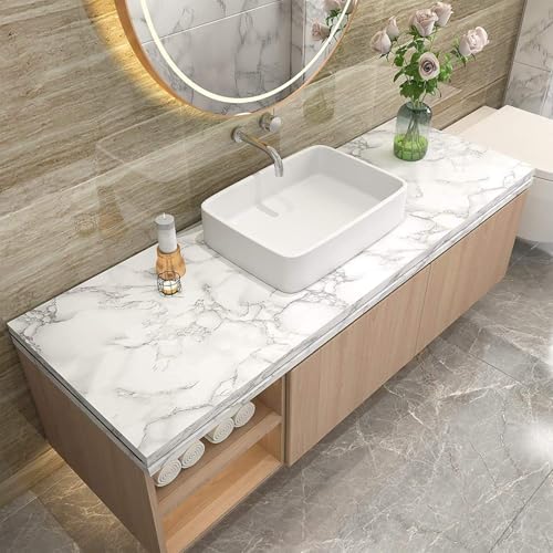 Image of D-fix Marble Peel and Stick Wallpaper for Home Decor, Waterproof Self-Adhesive Wall Stickers for Kitchen, Bathroom, Living Room - Wall Paper (60X200 CM (White Grey)