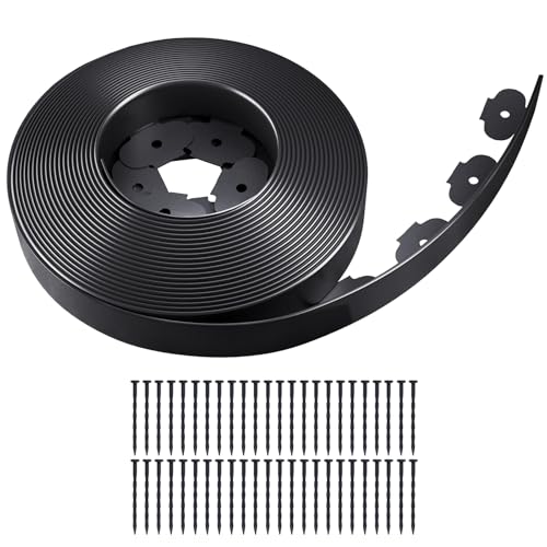 Garden Edging Border, 50FT 2-Inch Flexible Landscape Edging with 48 Stakes, Tool-Free Plastic Lawn...