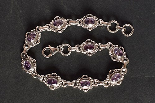 Pulsera de amatista natural y plata de ley 925 para looks diarios 2