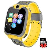 Kinder Spiel Smartwatch Telefon - Kinderuhr mit Rechner 7 Arten von Spiel Digitalkamera Wecker, Smart Watch mit Musik-Player, Geschenke für Jungen und Mädchen Studenten (Yellow)