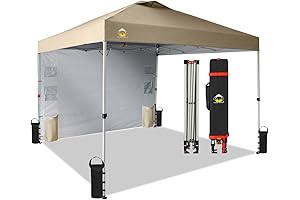 CROWN SHADES Easy Up Canopy Tent, Pop Up 10x10 Outdoor Shade with Sidewall Pockets