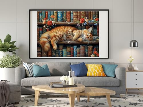 Image of Moohue DIY Counted Stamped Cross Stitch Kits for Adults 14 Count Cross Stitch Patterns Animal cat Flowers Book Printed Cross Stitch Kits for Adults (Animal Cat Books)