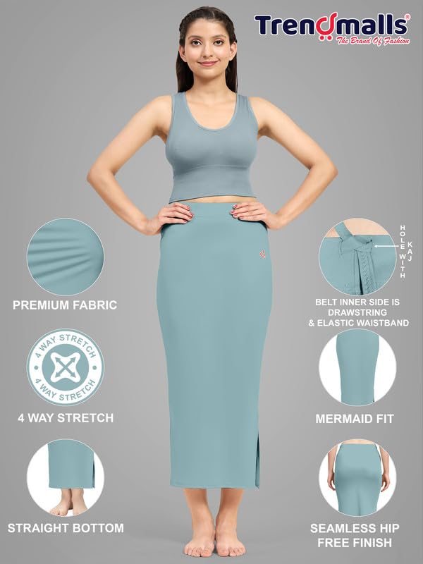 Image of TRENDMALLS Women's Polyester Spandex Stretchable Straight Saree Shapewear Petticoat for Women, Cotton Blended, Skirts for Women, Saree Shaper