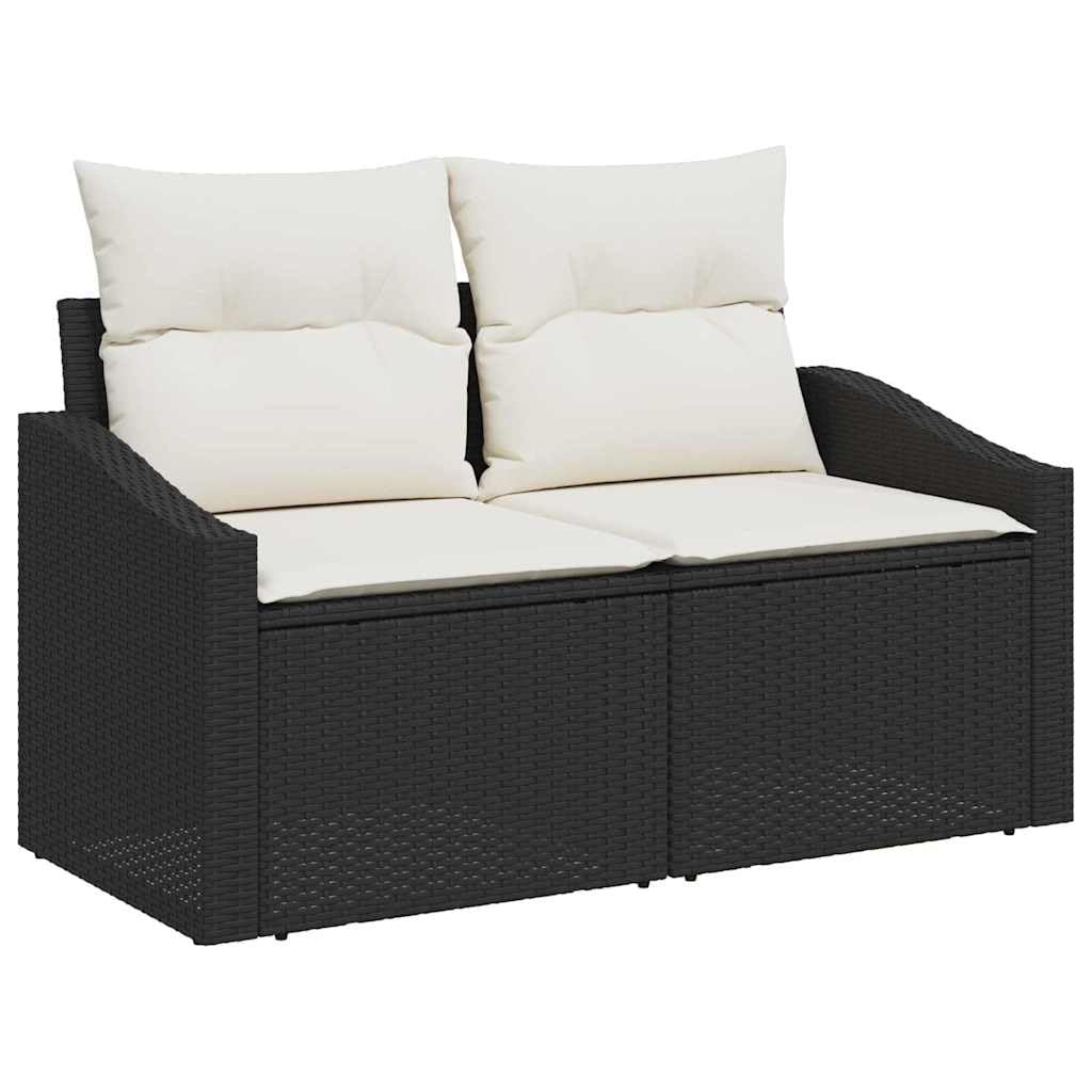 Ensemble de canapés de Jardin modulable 9 pcs Noir polyrotin, Coussins avec Fermeture éclair pour Salon extérieur terrasse Patio, détente et Repas
