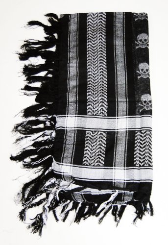 Tapp Collections Premium Skull Pattern Shemagh Head Neck Scarf - Black/Grey #TOP2