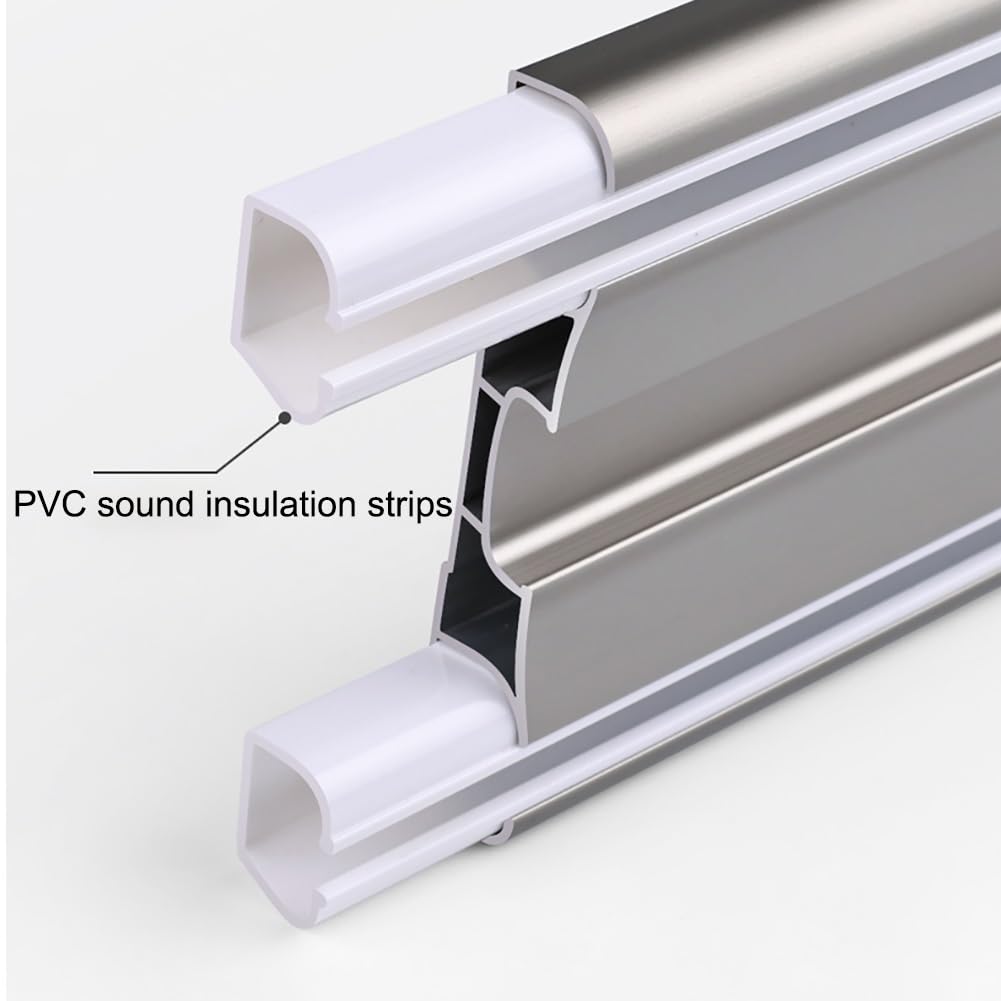 HeavyDu dwurzędowa szyna sufitowa, aluminiowa szyna do zasłon do sypialni i salonu, łatwa instalacja, regulowana, od 1 m do 6,8 m, szara, 1,7 m