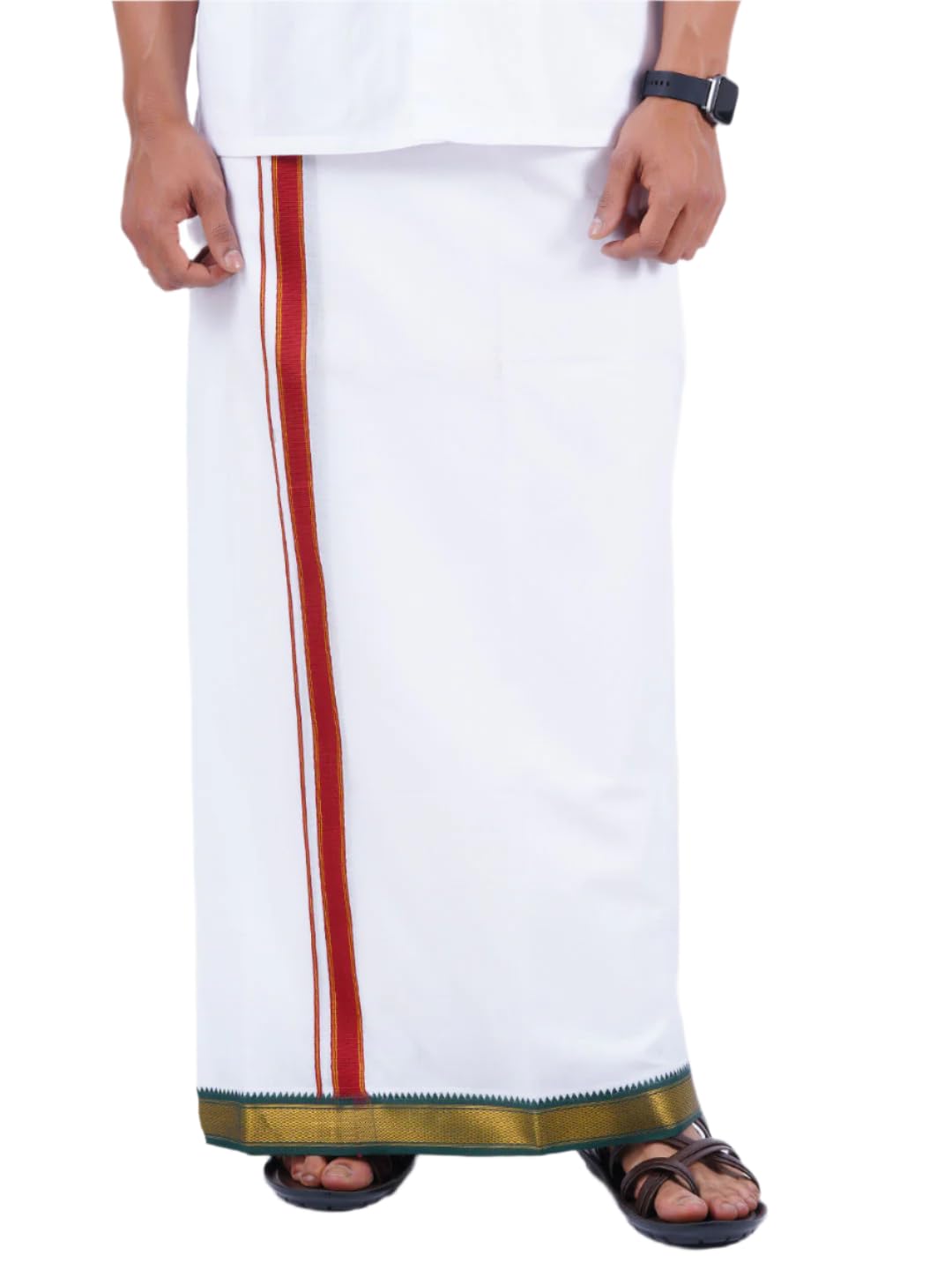 RAMRAJ COTTON Men Double Dhoti with Jari Border|Ideal for Festive & Special Occasions RAMRAJ COTTON Men Double Dhoti with Jari Border|Ideal for Festive & Special Occasions