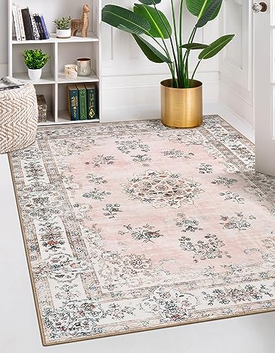 Tapete decorativo rosa 5'x7' rectangular Lahome miniatura 2