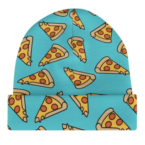 Funny Pizza Pattern Kids Beanie Hat for for Girls Boys Children Cap Winter Knitted Chemo Cancer Headwear Accessories Gifts Decoration Black4