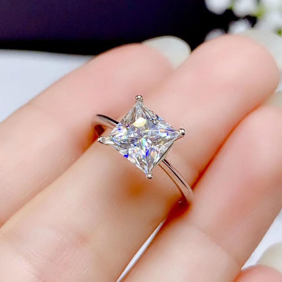 Htayekog Promise Rings for her,Gold Plated Square Engagement Rings,Classic Rose Gold Promise Ring Diamond Ring Princess Ring Cubic Zirconia Promise Eternity Ring for Women, Wedding Bands?9?