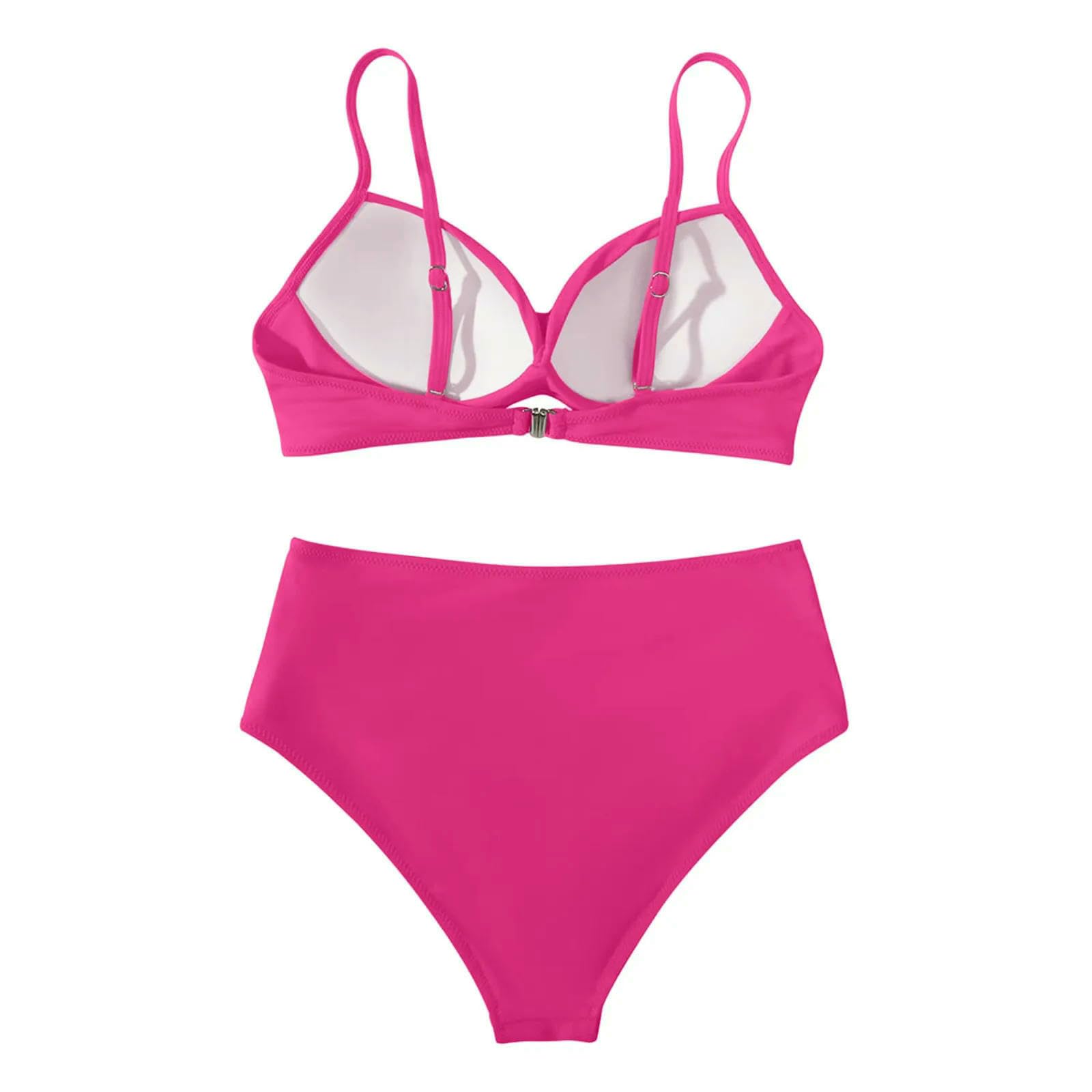 Damskie bikini Twist z bawełny poliamidowej | Twist Push Up i dół z wysokim stanem kontrolującym brzuch