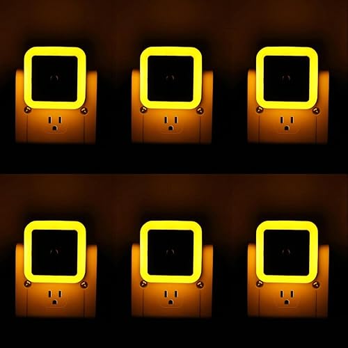 Miniatura 8 de KINUR Paquete de 6 luces nocturnas rojas, luces nocturnas LED enchufables en la pared con sensores del atardecer al amanecer, luces nocturnas