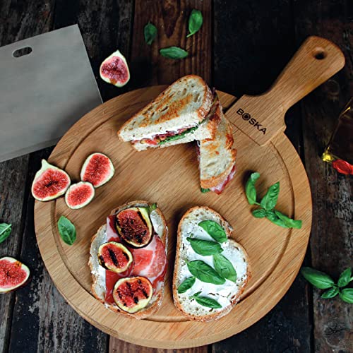 BOSKA Cheese Board Friends M - Serving Board - Pizza Tray - Charcuterie Boards - Tapas Board - Premium Oak Wood - Round - 29,5 cm - Image 3