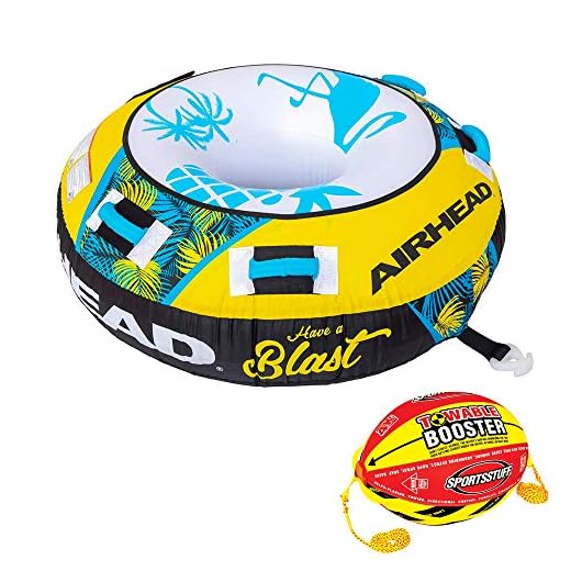 Airhead Blast & Sportsstuff Booster Ball Combo | 1 Rider Towable Tube for Boating