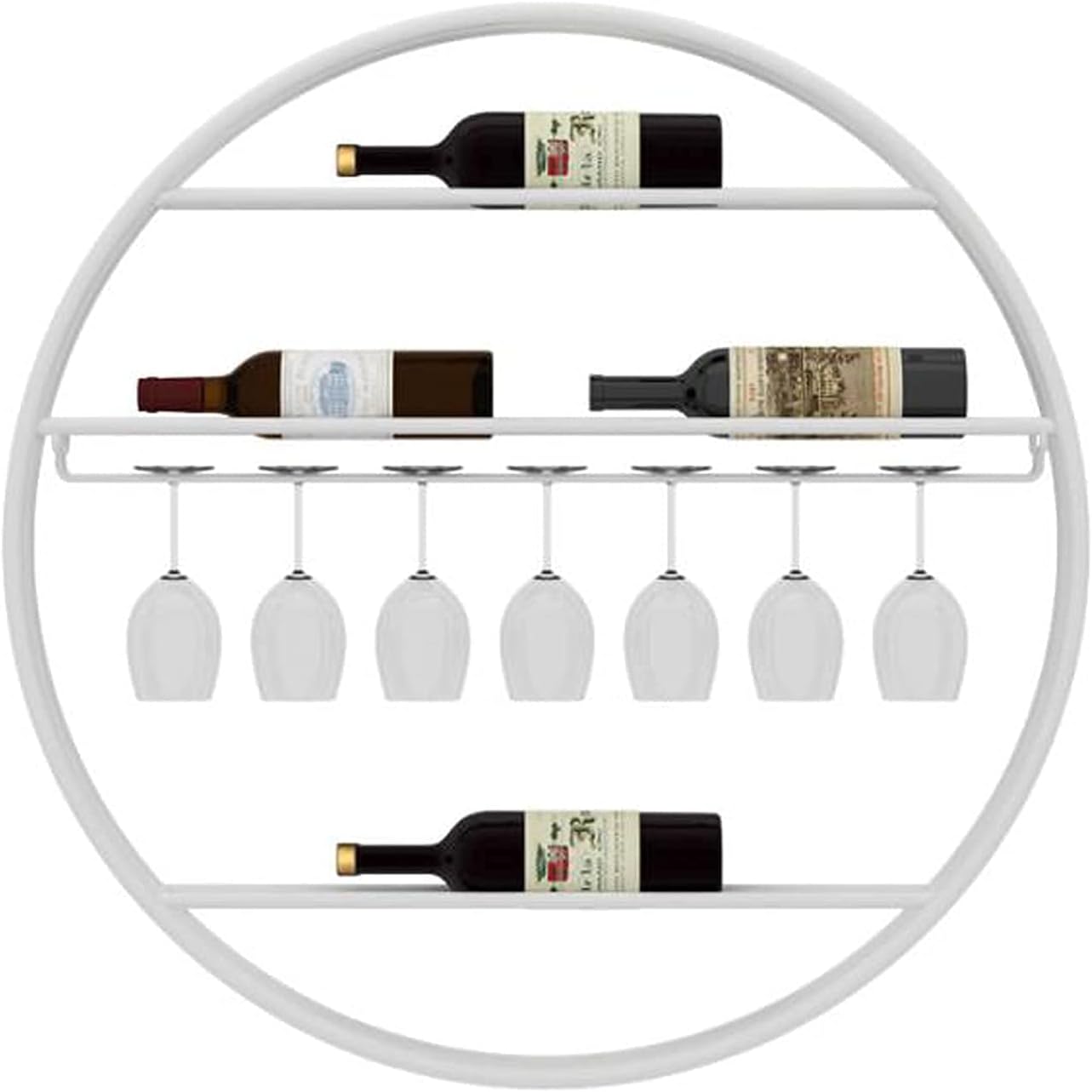 吊り下げ式ワインラック ワインラック 壁掛け式ワインラック ラウンドメタルワインボトルホルダー 吊り下げ式ワイングラスラック ディス