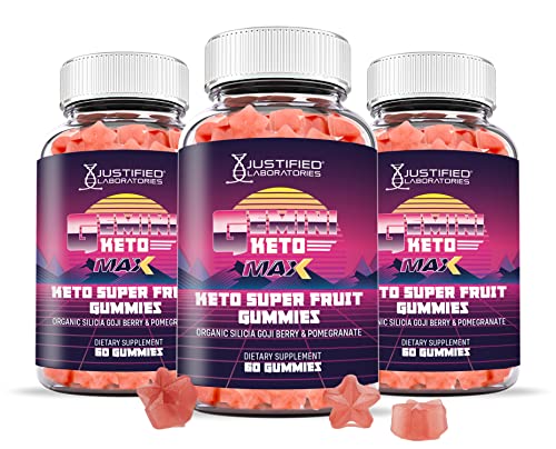 (3 Pack) Gemini Keto Max Superfruit Gummies Collagen Booster Contains Organic Silica Bamboo Acai Berry with Pomegranate Juice 180 Gummys