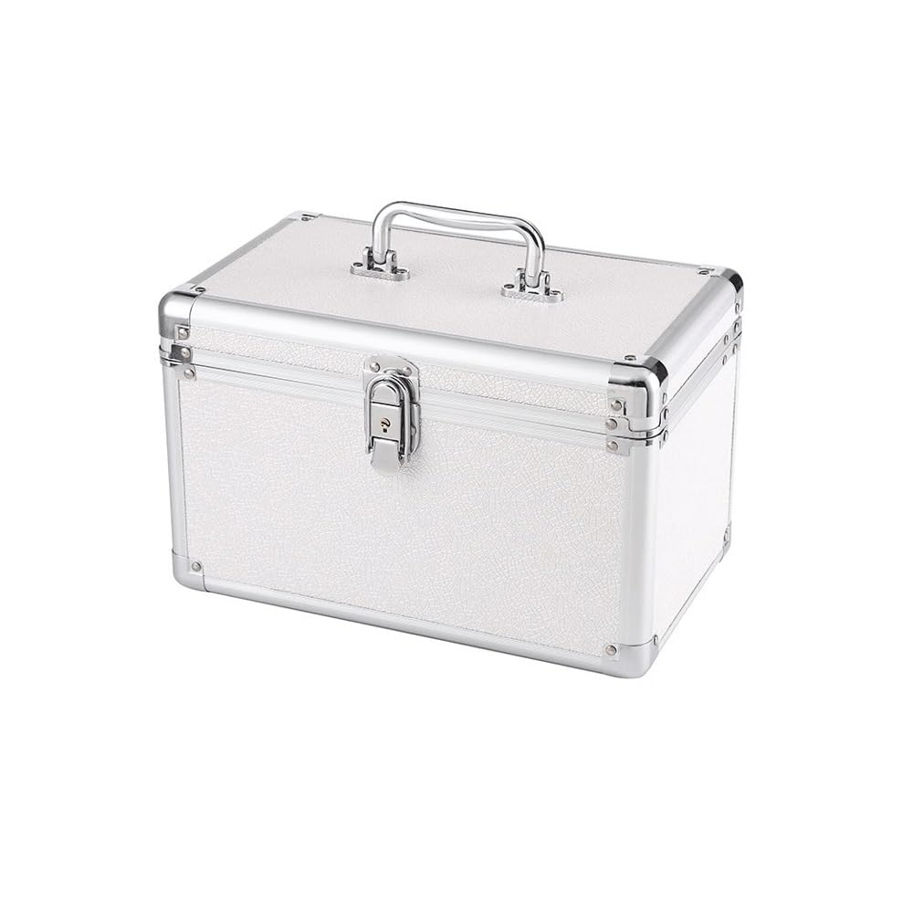 Tool Case White Aluminum Alloy Toolbox Beautician Makeup Box Foot Bath Technician Portable Storage Household Appliance Parts Sorting Storage Solution(White)