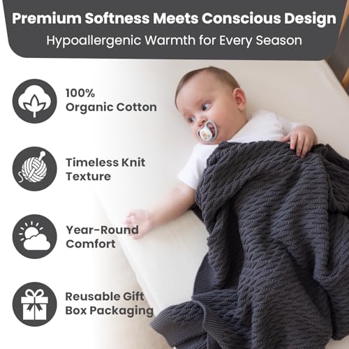 Image of Pineapple Design 100% Organic Cotton Baby Blanket 30 inchx40 inch Dark Grey - GOTS Certified, Soft and Breathable, Ideal for Newborns and Infants.