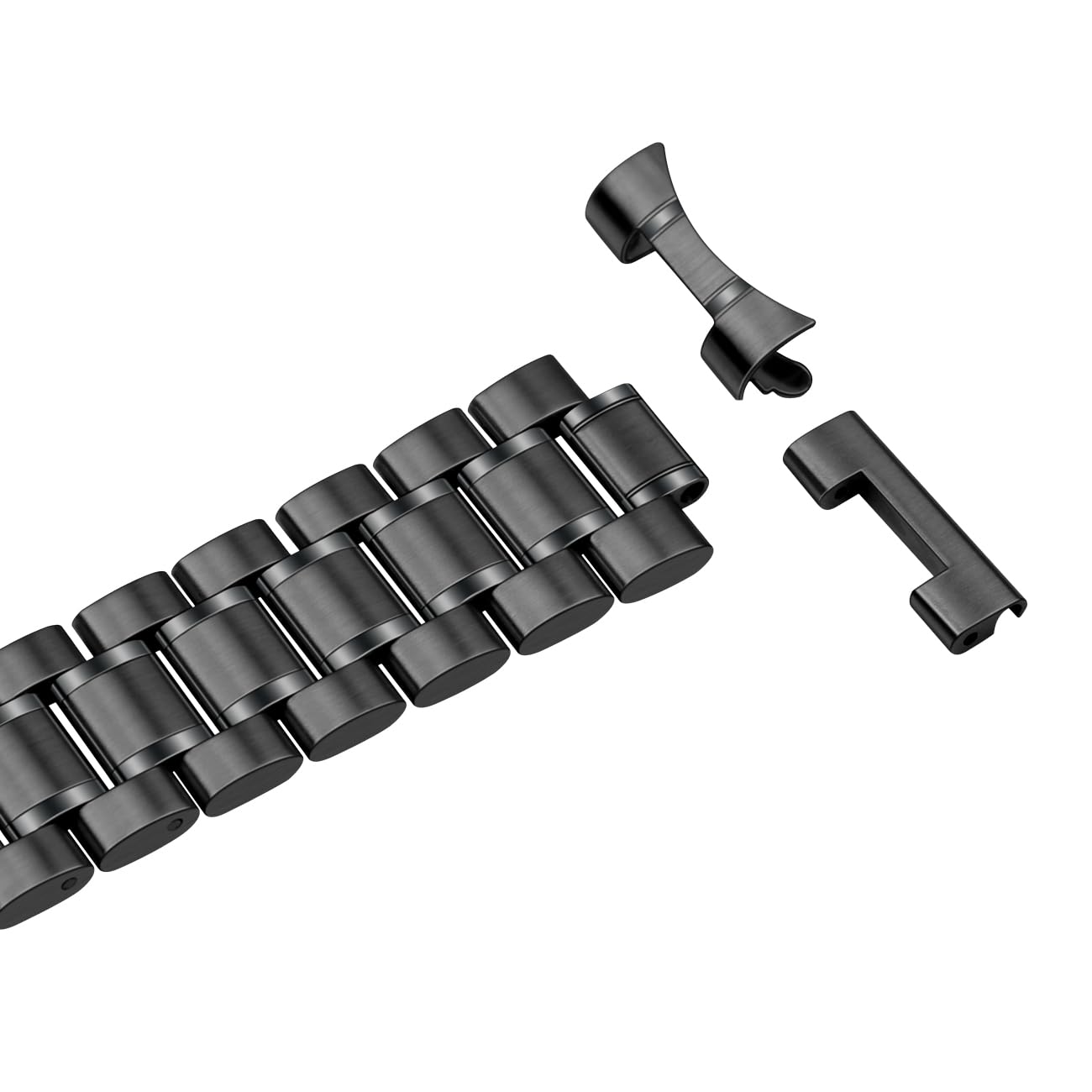 22 mm Universal-Uhrenarmbänder, massiver Edelstahl mit gebogenen Endstücken, Ersatzarmband für Damen und Herren, Silber