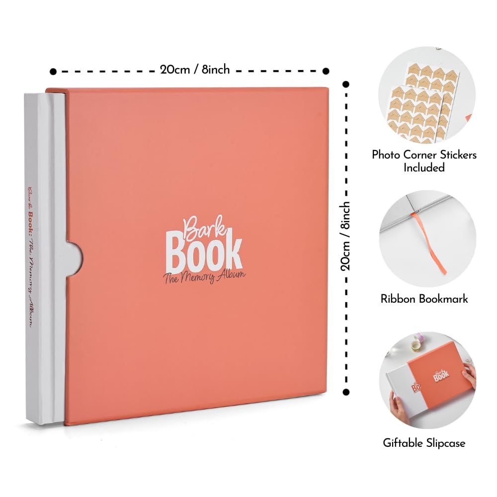 Bark Book The Memory Album - dziennik dla psa dla mamy i taty. Prezent dla miłośnika szczeniąt. Album fotograficzny, album do scrapbookingu, lista kontrolna i książka pamięci. Darmowe naklejki narożne
