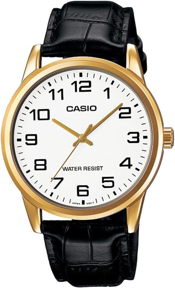 Casio Men’s MTPV001GL-7B Black Leather Quartz Watch