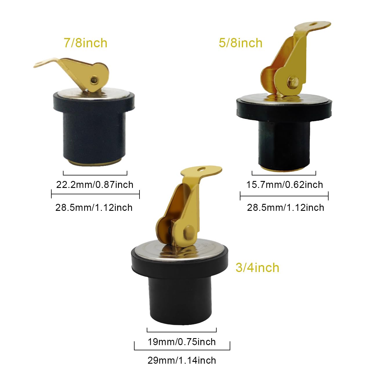 Marine Drain Plugs for Boats Snap Handle Rubber Drain Plug for Boat Brass Boat Drain Plug Sailing Boat Plumbing Fittings for Boat Marine Sinks Beams Baitwells (3/4inch)