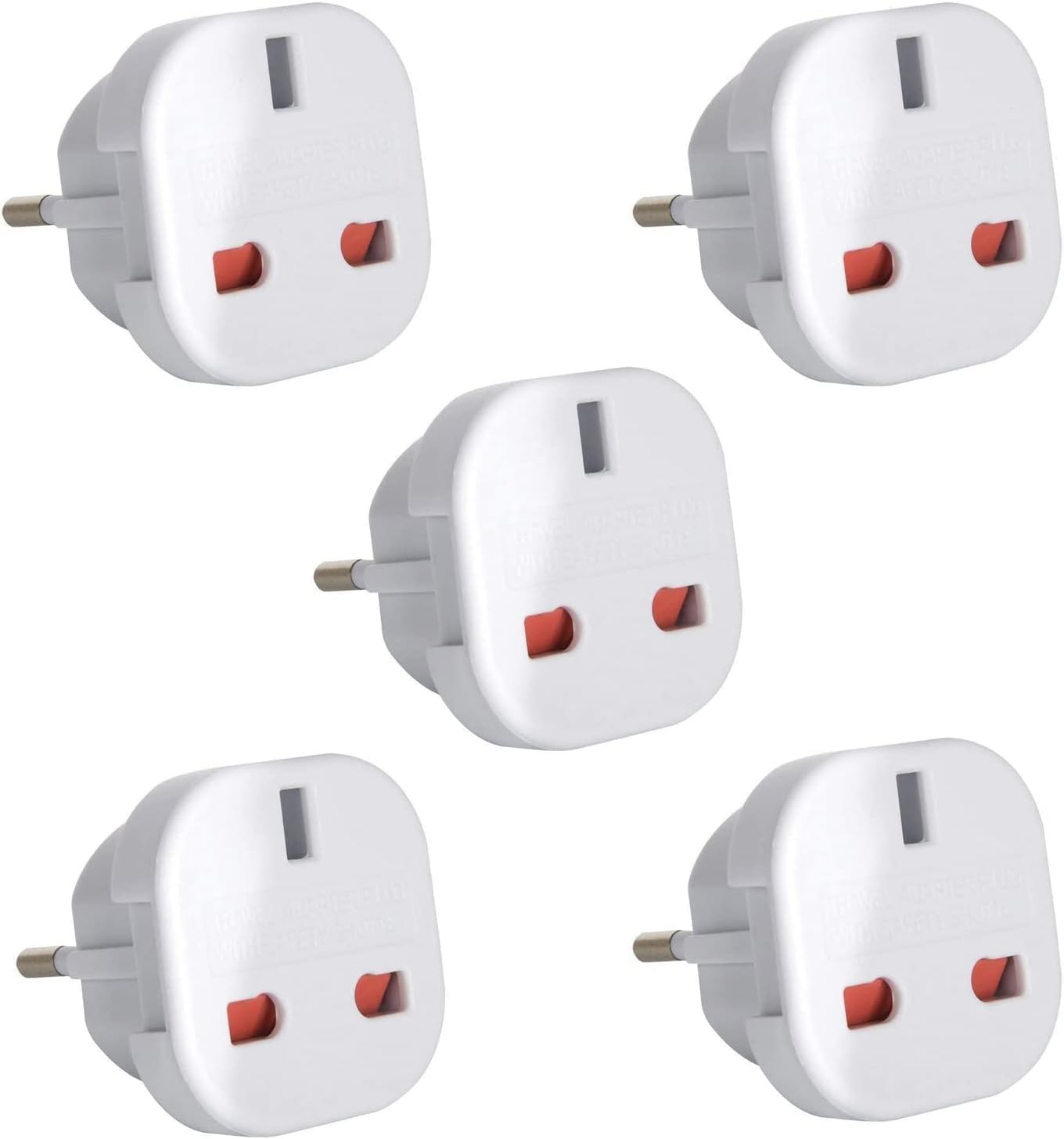 5 Pack EU Travel Adapter, UK to European Plug Adapter, Europe Converter Type C, E, F for Spain, France, Italy, Portugal, Germany, Netherlands, Greece, Poland, Turkey and More