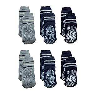 6 paar babysokken jongens meisjes antislip, warme sokken, volledig pluche, gevoerd, ABS anti-slip sokken baby