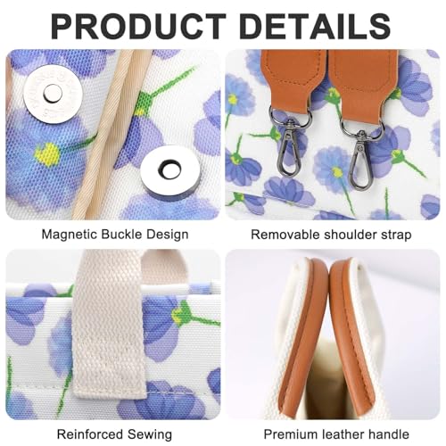Image of Canvas Tote Bag for Women with Pockets Crossbody Bag Tote Shoulder Handbags Casual Work Bags Everything Tote Bag