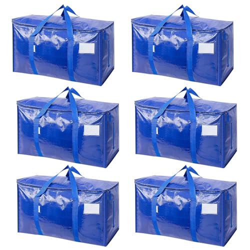 6 Pack Heavy Duty Moving Bags with Handles & Zippers