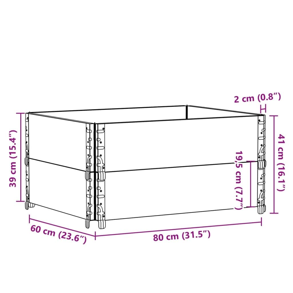Paretali per Pallet 2pz Grigi 80x60cm in Legno Massello di Pino, Commercio e Industria,Movimentazione di Materiali,Pianali di carico e Pallet, 13.4kg-4010270
