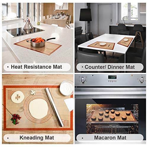 Sapid Non Stick Silicone Pastry Mat Macaron with Measurements(17.5"x 27") Non Slip and Easy Clean for Large Silicone Baking Mats, Pizza/Rolling Dough/Pie Crust/Cookies Mat, Countertop Mat(1,Red)