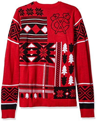 image for FOCO Chicago Blackhawks Patches Ugly Crew Neck Sweater Large, Team Col