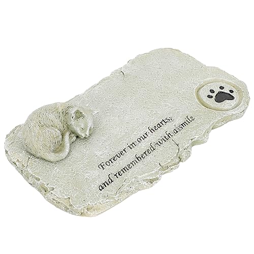 BESPORTBLE 愛犬の記念品 幸運の手を振る猫 墓の装飾品 フィギュア 石 猫天使記念像 室内猫用の猫草 置物 樹脂クラフト 猫の彫像屋外 ペットメモリ マーカー ペット埋葬マーカー 合成樹脂