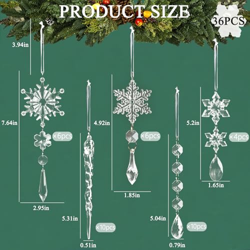 Image of Crystal Ornaments for Christmas Tree Winter Wonderland Decorations