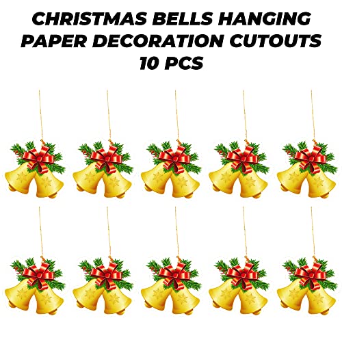 TOYXE Paper Hanging Merry Christmas Bells Decoration Pack of 10 Pcs - Image 3