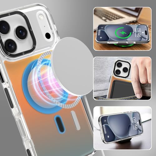Image of Magnetic Case for iPhone 17 Pro [Compatible with Magsafe] [Cute Fashion Fluorescent Design] [1 Screen Protector] Slim Translucent Matte Case for iPhone 17 Pro 6.3 inch 2025, Black