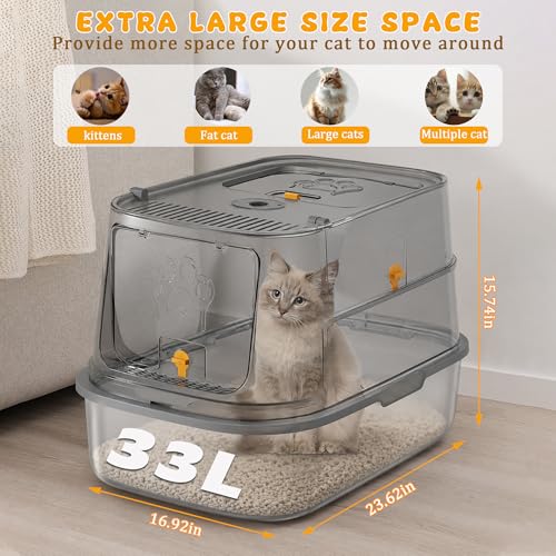 Arenero para gato XL acero inoxidable con tapa negro miniatura 2