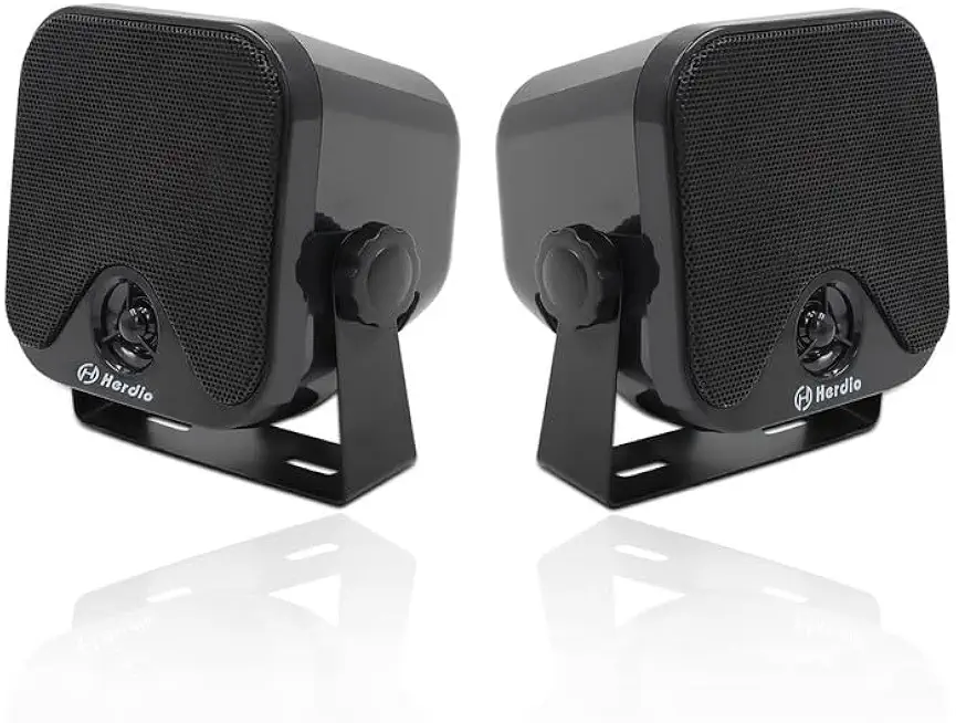 Herdio wasserdichte Marine-Lautsprecher Wandmontage 4-Zoll-Box-Lautsprecher Wasserdicht IP66 für Boat Spa ATV UTV Badezimmer 60 Watt (120 Watt EIN Paar), Schwarz