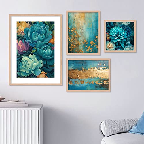 Image of kotart Aesthetic Modern Wall Decor Paintings with Frame for Home Decoration - Painting for Living Room Bedroom - Painting for Wall Decoration (14 x 18 inch) Set of 4 (Classic Wall Painting, 7)