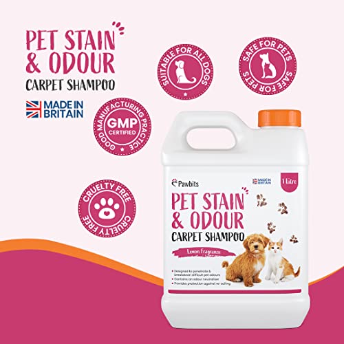 Pet Stain and Odour Carpet Shampoo 1L Super Concentrated Lemon