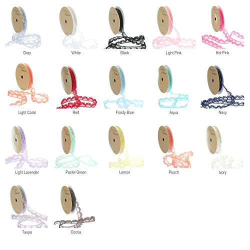 3/8" Vintage French Lace Ribbon Trim Red 5Yd #TOP1