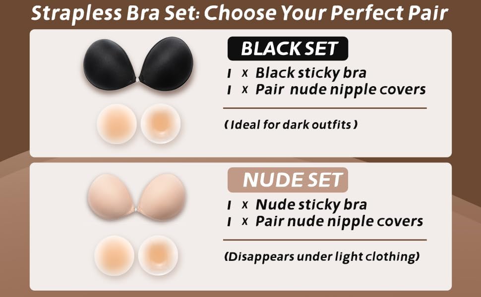 Adhesive Sticky Bra with No Straps Reusable Silicone Backless Dress Bra Invisible Strapless Bra for Women with Nipple Cover - Image 5